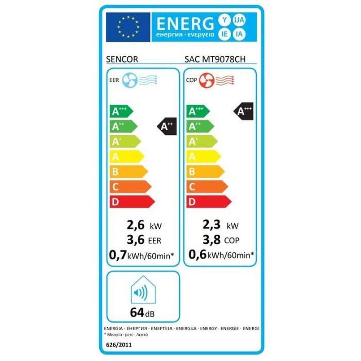 Climatiseur mobile Sencor SAC MT9078CH 9000 BTU Wi Fi 5 modes jusqu a 35 m² – Image 3